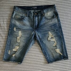 Pink Dolphin Distressed Denim Shorts